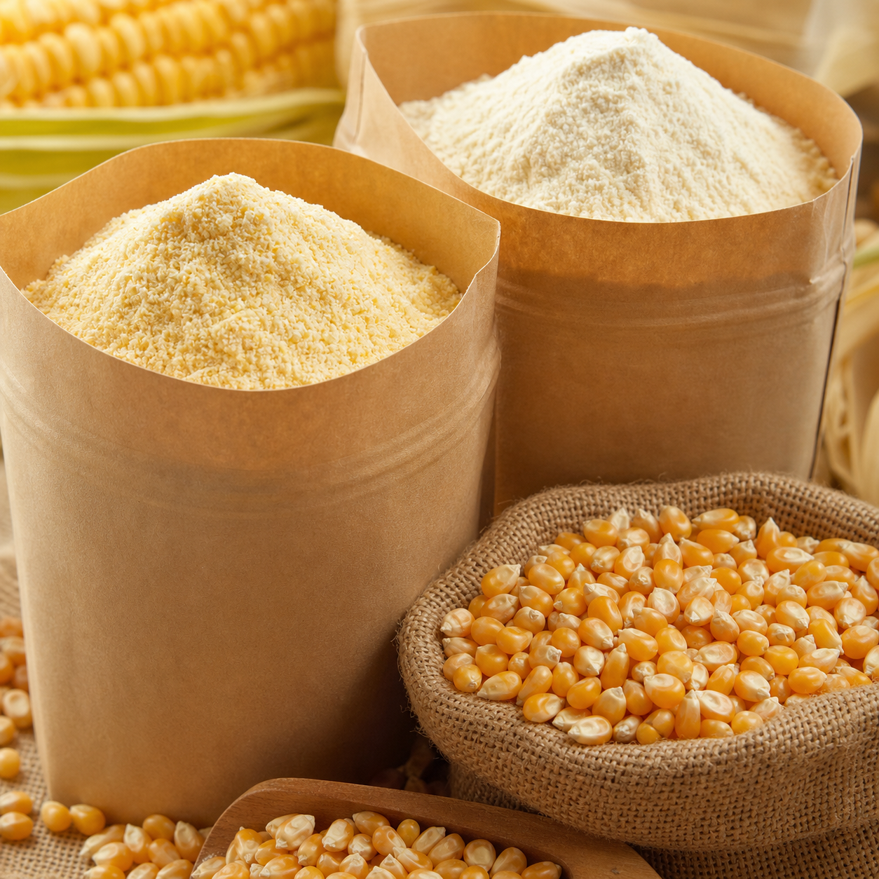 Maize meal, flour and maize kernels